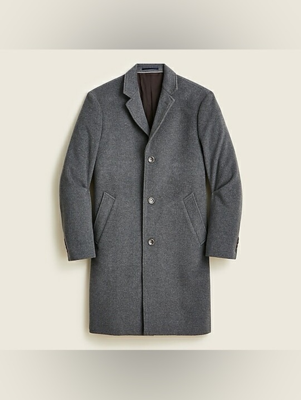 J. Crew Men’s Ludlow Overcoat Grey Italian Wool-Cashmere suiting topcoat formal - Picture 2 of 6